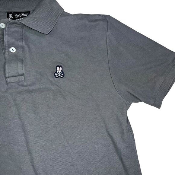 Physco Bunny Polo Shirt Size 5 Gray Short Sleeve Chest Logo Shirt - Picture 2 of 9